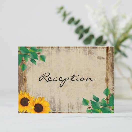 Rustieke Schuur Houten Zonnebloem Trouw - Ontvangs Kaart (Staand voorkant)