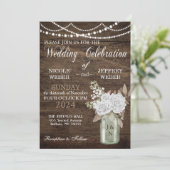Rustieke schuur Huwelijk Hout Mason Jar Floral Kaart (Staand voorkant)
