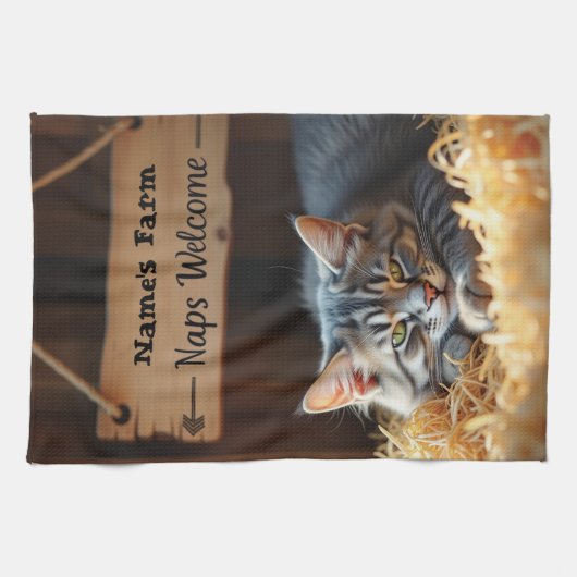 Rustieke Schuur Kat Boerderij Keuken Handdoek (Horizontaal)