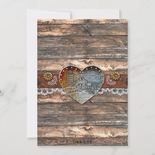 rustieke schuur land bruiloft uitnodiging (Achterkant)