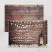 Rustieke schuur lantaarn snoer licht huwelijksdeta kaart (Voorkant / Achterkant)