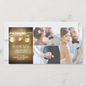 Rustieke schuur lichten Mason Jar bruiloft dank u Bedankkaart (Voorkant)