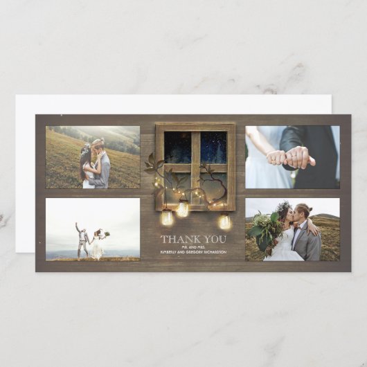 Rustieke schuur Mason Jar Lights bruiloft Dank u Bedankkaart (Voorkant / Achterkant)