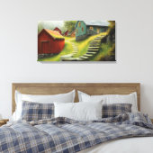 Rustieke schuur met spiraalvormige trap canvas afdruk (Insitu (Slaapkamer))