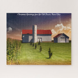 Rustieke schuur Ohio.Kerstgroeten Legpuzzel