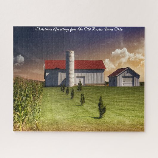Rustieke schuur Ohio.Kerstgroeten Legpuzzel (Horizontaal)