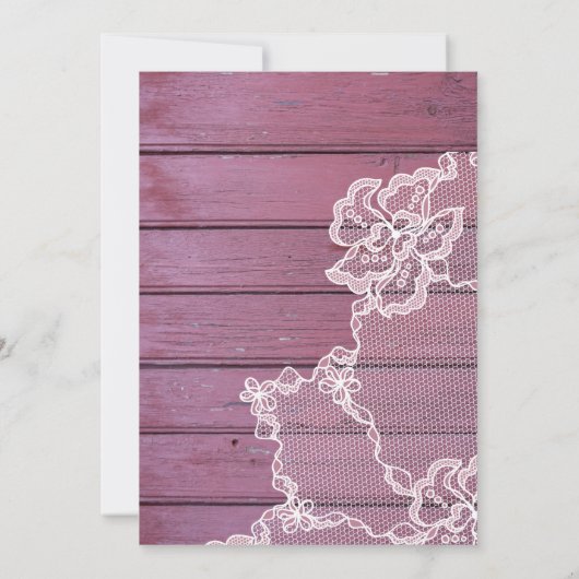 Rustieke schuur Paarse houten String Lights & Lace Save The Date (Achterkant)