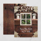 Rustieke schuur raam boom & metselwerk pot Save th Aankondigingskaart (Voorkant / Achterkant)