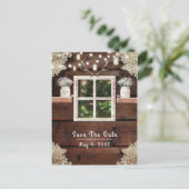 Rustieke schuur raam boom & metselwerk pot Save th Aankondigingskaart (Staand voorkant)