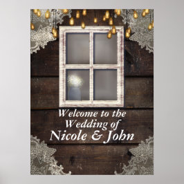 Rustieke schuur raam & lichten Rustieke banner pos Poster