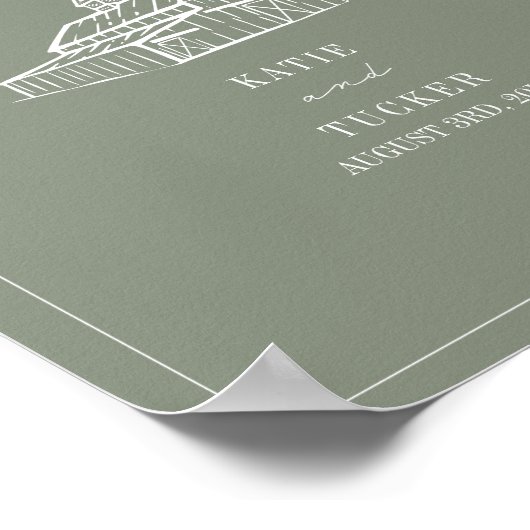 Rustieke schuur Sage Green Fall Bruiloft Welkom Poster (Hoek)