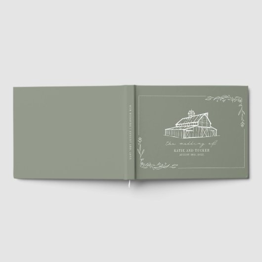 Rustieke schuur Sage Groen Boerderij Bruiloft Gast Gastenboek (Volledig)
