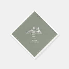 Rustieke schuur Sage Groen Boerderij Herfst Bruilo Servet