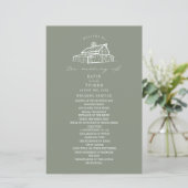 Rustieke schuur Sage Groen Boerderij Trouwprogramm (Staand voorkant)