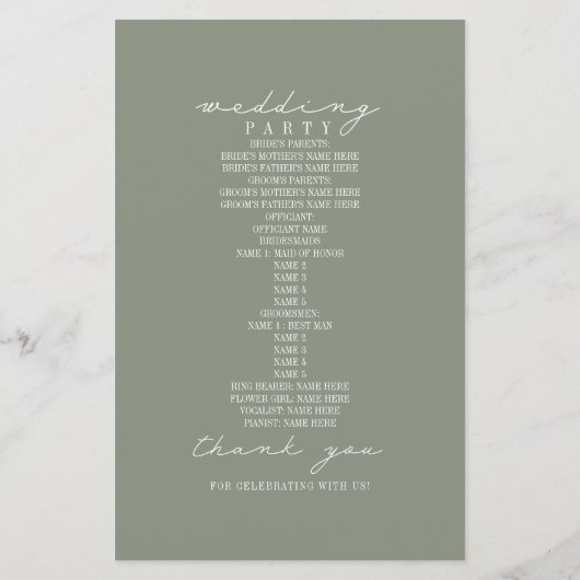 Rustieke schuur Sage Groen Boerderij Trouwprogramm (Achterkant)