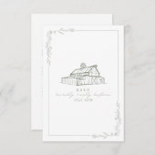Rustieke schuur Sage Groen Wit Bruiloft RSVP (Voorkant / Achterkant)