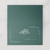 Rustieke schuur smaragd bruiloft plaats kaart plaatskaartje (Buitenkant ongevouwen)