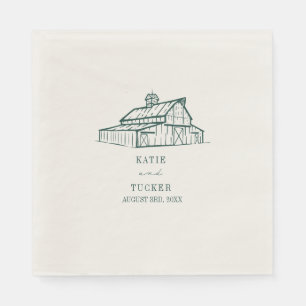 Rustieke schuur smaragd bruiloft servet