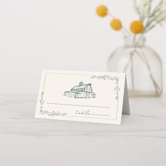 Rustieke schuur Smaragd Groen Boerderij Herfst Bru Plaatskaartje (Voorkant)