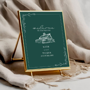Rustieke schuur Smaragd Groene Herfst Bruiloft Wel Poster