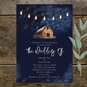 rustieke schuur string verlichting nacht bruiloft kaart