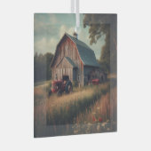 /rustieke schuur & tractorkunst glas ornament (Voorkant Rechts)