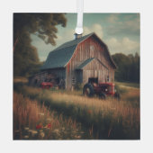 /rustieke schuur & tractorkunst glas ornament (Achterkant)