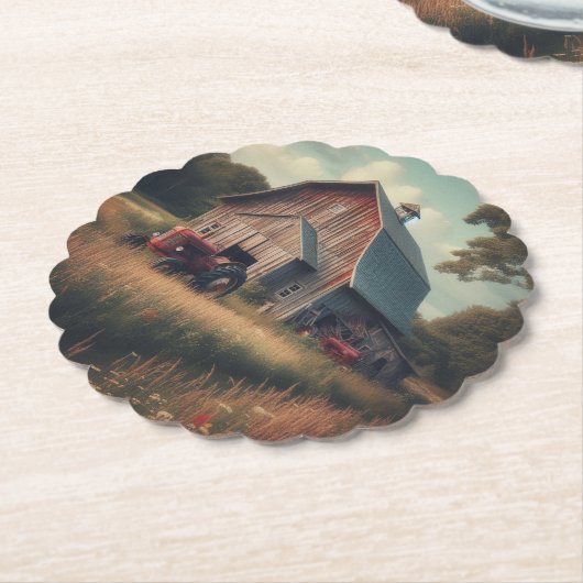 /rustieke schuur & tractorkunst kartonnen onderzetters (Gekanteld)