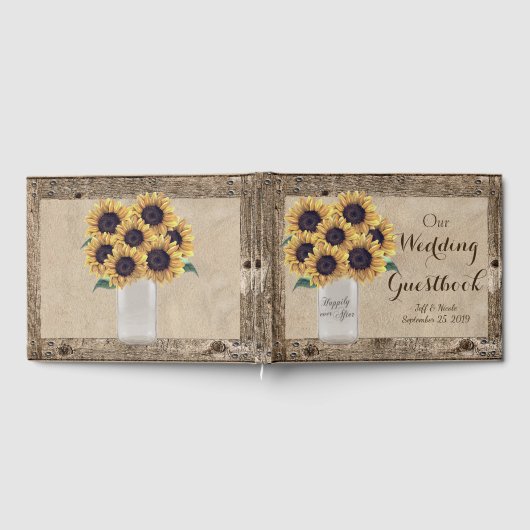 Rustieke Schuur Trouwmetselaar Jar Zonnebloem gast Gastenboek (Volledig)