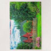 Rustieke schuur Vermont.Kerstgroeten Legpuzzel (Verticaal)