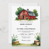 Rustieke schuur Waterverf Bloemen Collage Wedding Kaart (Voorkant)