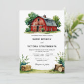 Rustieke schuur Waterverf Bloemen Collage Wedding Kaart (Staand voorkant)