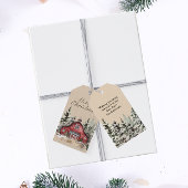 Rustieke schuur Waterverf Land Kerstmis Cadeaulabel