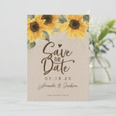 Rustieke schuur waterverf zonnebloem bruiloft save the date (Staand voorkant)