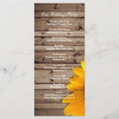 Rustieke schuur Zonnebloem Country Wedding Program Programmakaart (Achterkant)