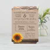 Rustieke Schuur Zonnebloem Hout Uitnodiging (Staand voorkant)