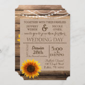 Rustieke Schuur Zonnebloem Hout Uitnodiging (Voorkant / Achterkant)