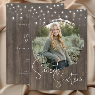 Rustieke schuurhouten foto sweet sixteen verjaarda kaart