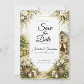 Rustieke schuurhuwelijk save the date (Voorkant)