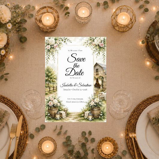 Rustieke schuurhuwelijk save the date