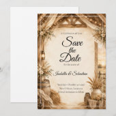 Rustieke schuurhuwelijk save the date (Voorkant / Achterkant)