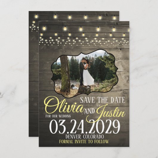 Rustieke Schuurlichten Save the Date (Voorkant / Achterkant)