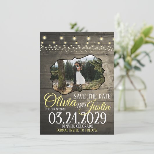 Rustieke Schuurlichten Save the Date (Staand voorkant)