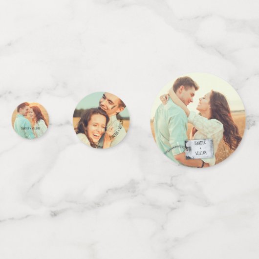 Rustieke Scrapbook Custom Foto Bruiloft Confetti (Achterkanten)