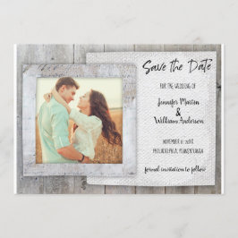 Rustieke Scrapbook Foto Bruiloft Save the Date Kaa Kaart