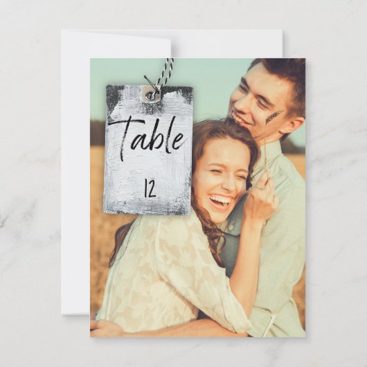 Rustieke Scrapbook Foto Trouwtafel Nummer Kaart (Achterkant)