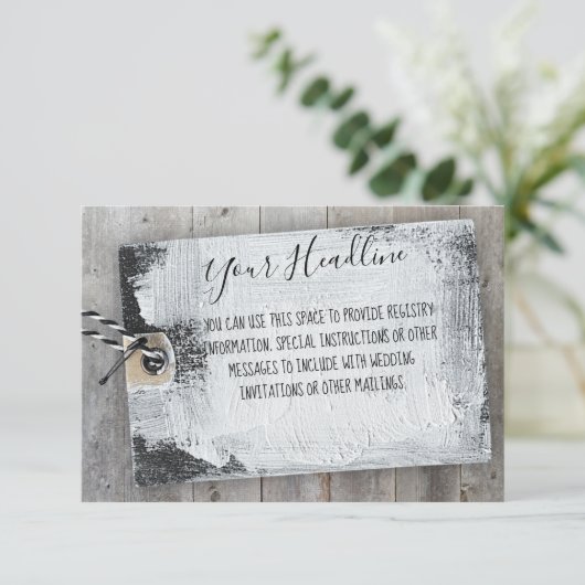 Rustieke Scrapbook Label Custom Message Enclosure  Kaart (Staand voorkant)