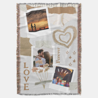 Rustieke scrapbookromantiek met harten en bloemen deken