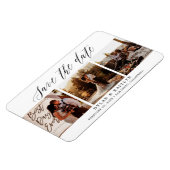Rustieke Script Drie Foto's Save the Date 4x6 Magneet (Linkerzijde)