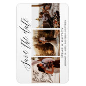 Rustieke Script Drie Foto's Save the Date 4x6 Magneet (Verticaal)